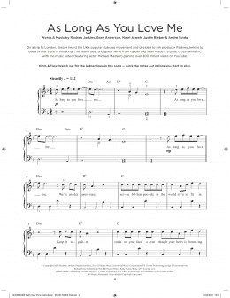 page one of As Long As You Love Me (Really Easy Piano)