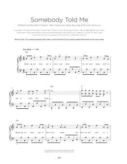 page one of Somebody Told Me (Really Easy Piano)