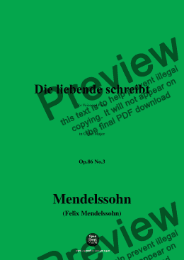 page one of F. Mendelssohn-Die liebende schreibt,Op.86 No.3,in G flat Major