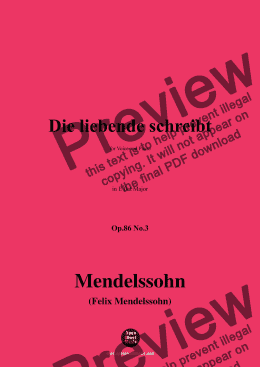 page one of F. Mendelssohn-Die liebende schreibt,Op.86 No.3,in E flat Major