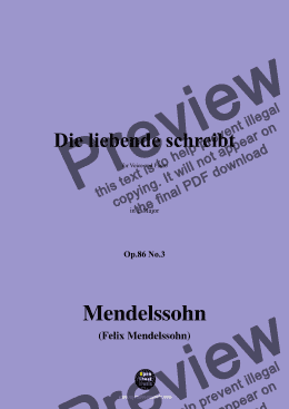 page one of F. Mendelssohn-Die liebende schreibt,Op.86 No.3,in E Major