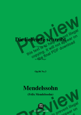 page one of F. Mendelssohn-Die liebende schreibt,Op.86 No.3,in B flat Major