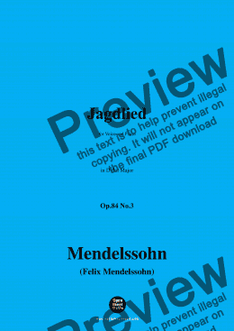 page one of F. Mendelssohn-Jagdlied,Op.84 No.3,in D flat Major