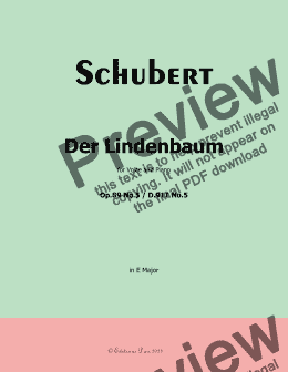 page one of Schubert-Der Lindenbaum,Op.89 No.5,in E Major