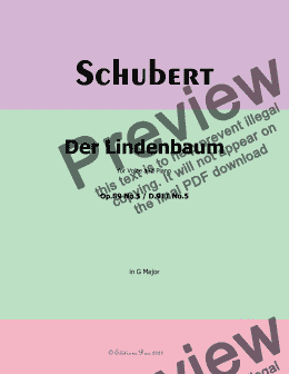 page one of Schubert-Der Lindenbaum,Op.89 No.5,in G Major