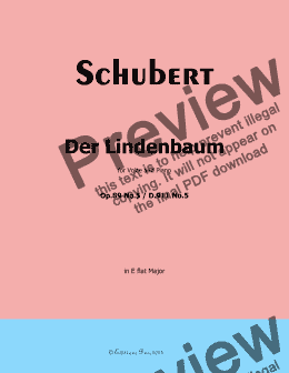 page one of Schubert-Der Lindenbaum,Op.89 No.5,in E flat Major