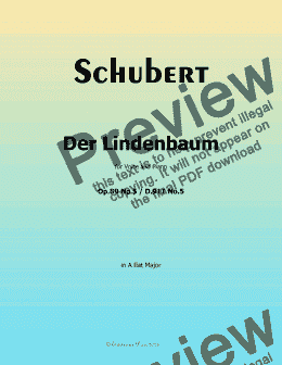 page one of Schubert-Der Lindenbaum,Op.89 No.5,in A flat Major