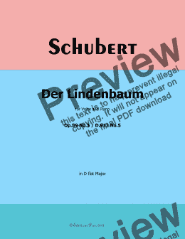 page one of Schubert-Der Lindenbaum,Op.89 No.5,in D flat Major