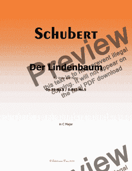 page one of Schubert-Der Lindenbaum,Op.89 No.5,in C Major