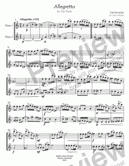 page one of Allegretto for  2 flutes 