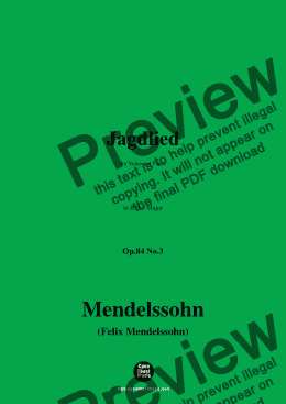 page one of F. Mendelssohn-Jagdlied,Op.84 No.3,in B flat Major