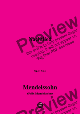 page one of F. Mendelssohn-Nachtlied,Op.71 No.6,in F Major