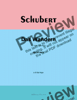 page one of Schubert-Das Wandern,in B flat Major