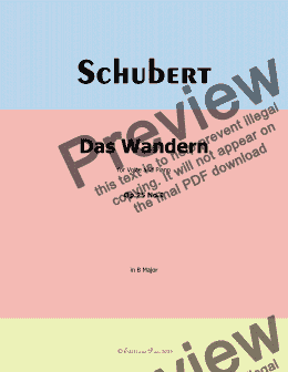 page one of Schubert-Das Wandern,in B Major