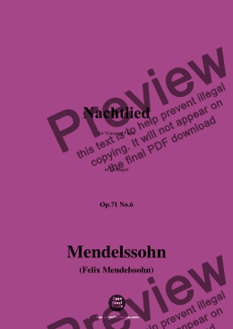 page one of F. Mendelssohn-Nachtlied,Op.71 No.6,in D Major