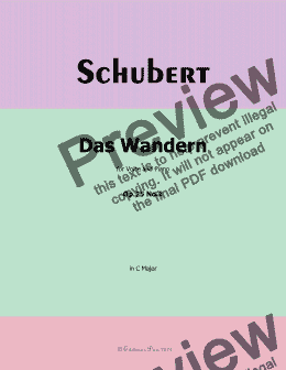 page one of Schubert-Das Wandern,in C Major