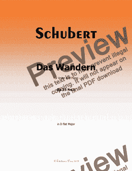 page one of Schubert-Das Wandern,in D flat Major