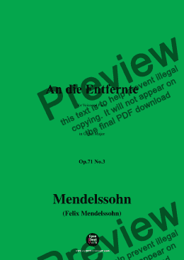 page one of F. Mendelssohn-An die Entfernte,Op.71 No.3,in G flat Major