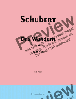 page one of Schubert-Das Wandern,in D Major