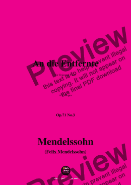 page one of F. Mendelssohn-An die Entfernte,Op.71 No.3,in F Major