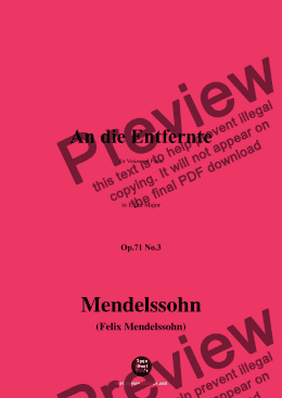 page one of F. Mendelssohn-An die Entfernte,Op.71 No.3,in E flat Major