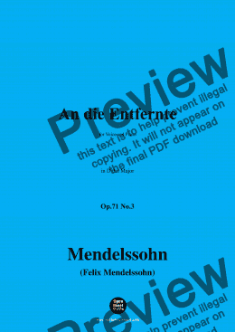 page one of F. Mendelssohn-An die Entfernte,Op.71 No.3,in D flat Major