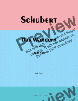 page one of Schubert-Das Wandern,in A Major