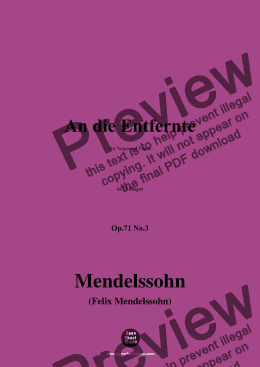 page one of F. Mendelssohn-An die Entfernte,Op.71 No.3,in D Major