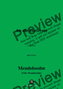 page one of F. Mendelssohn-An die Entfernte,Op.71 No.3,in B flat Major