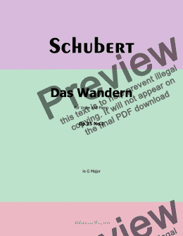 page one of Schubert-Das Wandern,in G Major