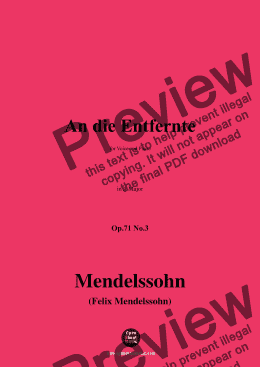 page one of F. Mendelssohn-An die Entfernte,Op.71 No.3,in A Major