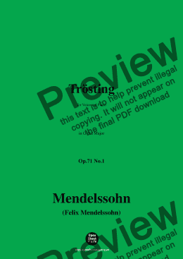 page one of F. Mendelssohn-Trösting,Op.71 No.1,in G flat Major