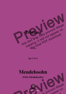 page one of F. Mendelssohn-Trösting,Op.71 No.1,in D Major