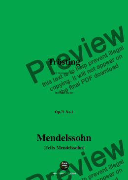 page one of F. Mendelssohn-Trösting,Op.71 No.1,in B flat Major