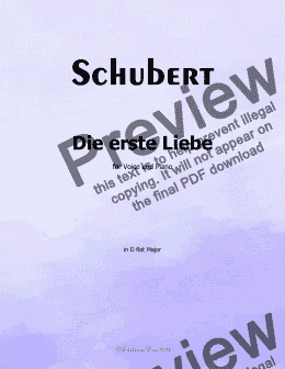 page one of Schubert-Die Erste Liebe,in D flat Major