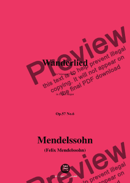 page one of F. Mendelssohn-Wanderlied,Op.57 No.6,in E flat Major