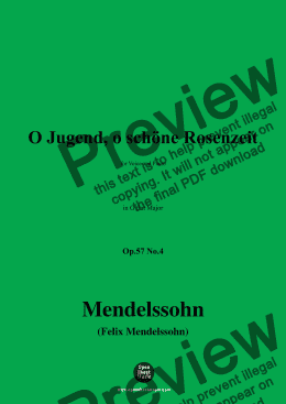 page one of F. Mendelssohn-O Jugend,o schöne Rosenzeit,Op.57 No.4,in G flat Major