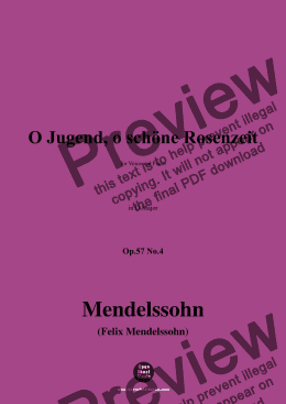 page one of F. Mendelssohn-O Jugend,o schöne Rosenzeit,Op.57 No.4,in D Major