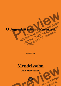 page one of F. Mendelssohn-O Jugend,o schöne Rosenzeit,Op.57 No.4,in C Major