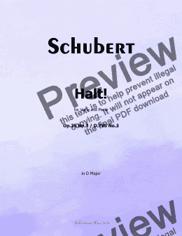 page one of Schubert-Halt!,in D Major