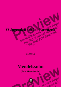 page one of F. Mendelssohn-O Jugend,o schöne Rosenzeit,Op.57 No.4,in A flat Major