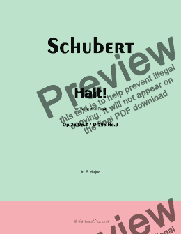 page one of Schubert-Halt!,in B Major