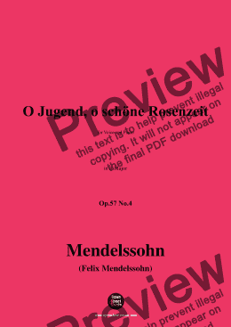 page one of F. Mendelssohn-O Jugend,o schöne Rosenzeit,Op.57 No.4,in A Major