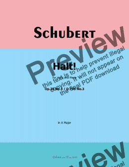 page one of Schubert-Halt!,in A Major