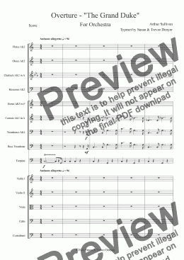 page one of Overture - The Grand Duke - Sullivan - Orchestra - Score