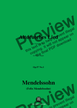 page one of F. Mendelssohn-Altdeutches Lied,Op.57 No.1,in B flat Major