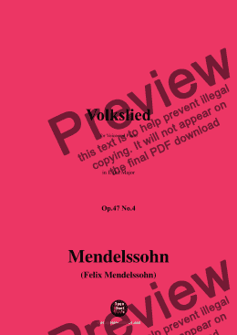 page one of F. Mendelssohn-Volkslied,Op.47 No.4,in E flat Major