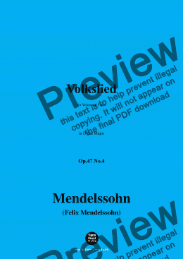 page one of F. Mendelssohn-Volkslied,Op.47 No.4,in D flat Major