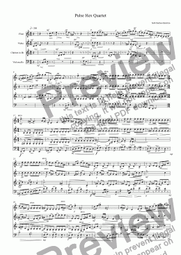 page one of PULSE HEX Quartet 2 fl, clar, cello - Score and parts