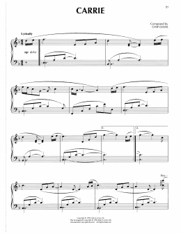 page one of Carrie (Piano Solo)